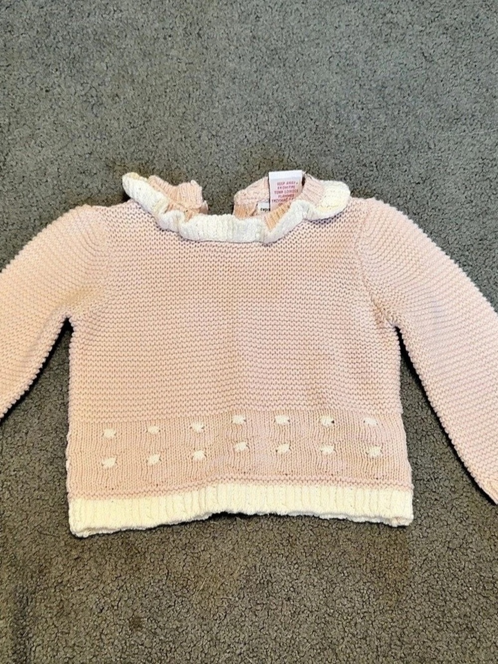 cupcakes and cashmere Pink & Cream Sweater Size 6-9months